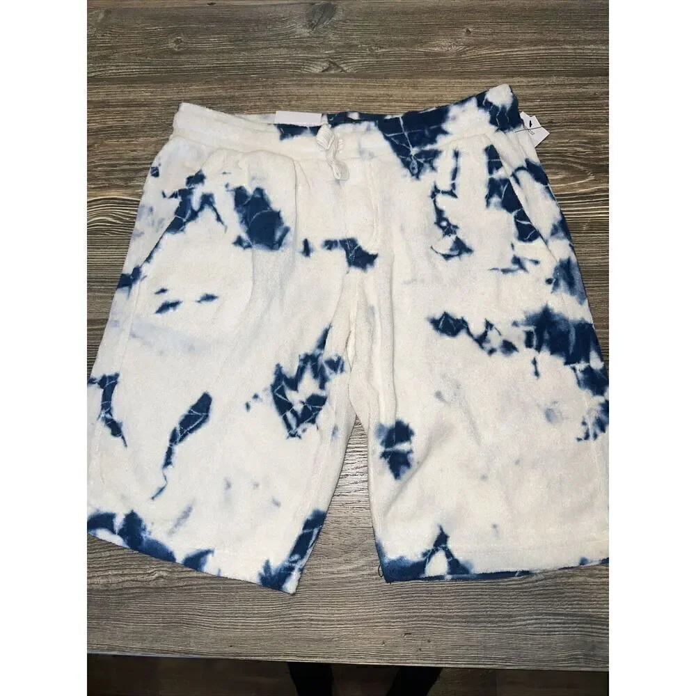 Joes Jeans Boys White & Blue Tie Dye Terry Cloth Jogger Shorts Slim Fit Sz XL. E